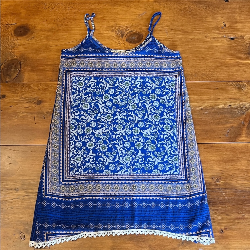 Liberty Love Blue and White Patterned Mini Dress